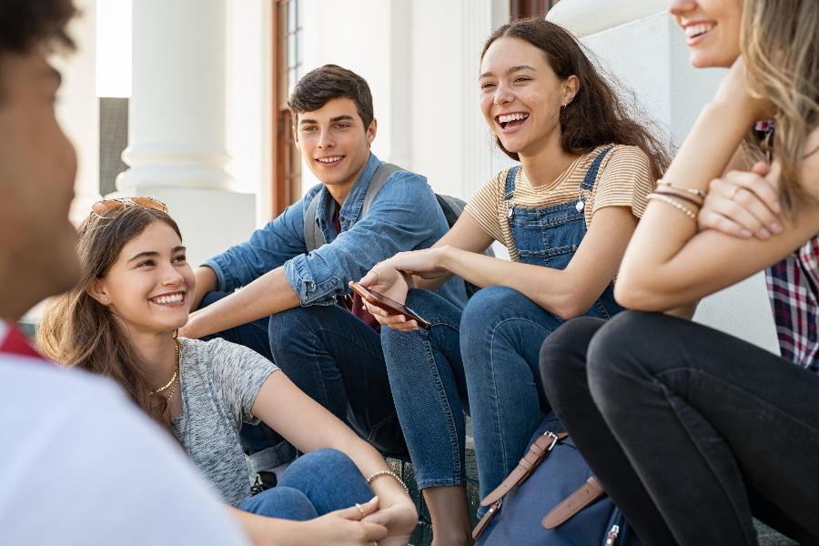 Group of teenagers chatting