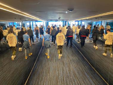 Group on stadium tour