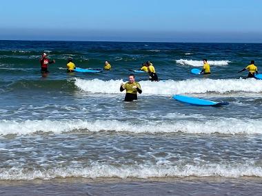 Surfing in the sea