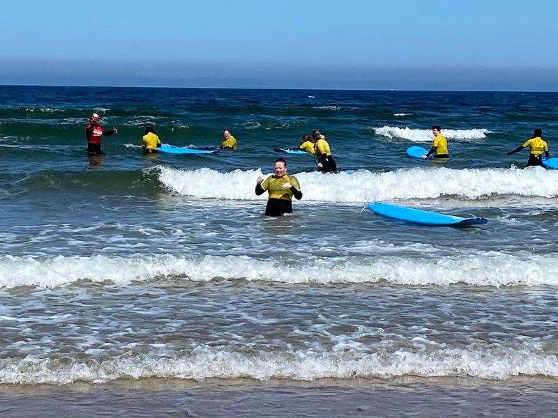 Surfing in the sea