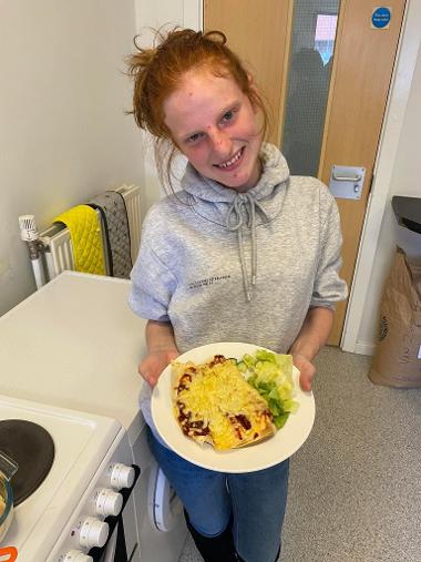 Young woman with food