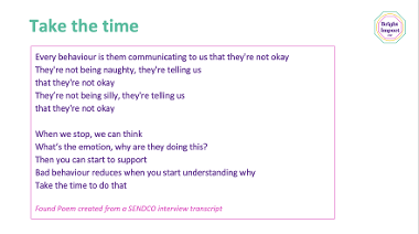 Breathing Space poems - SENDCO interview - Take the time