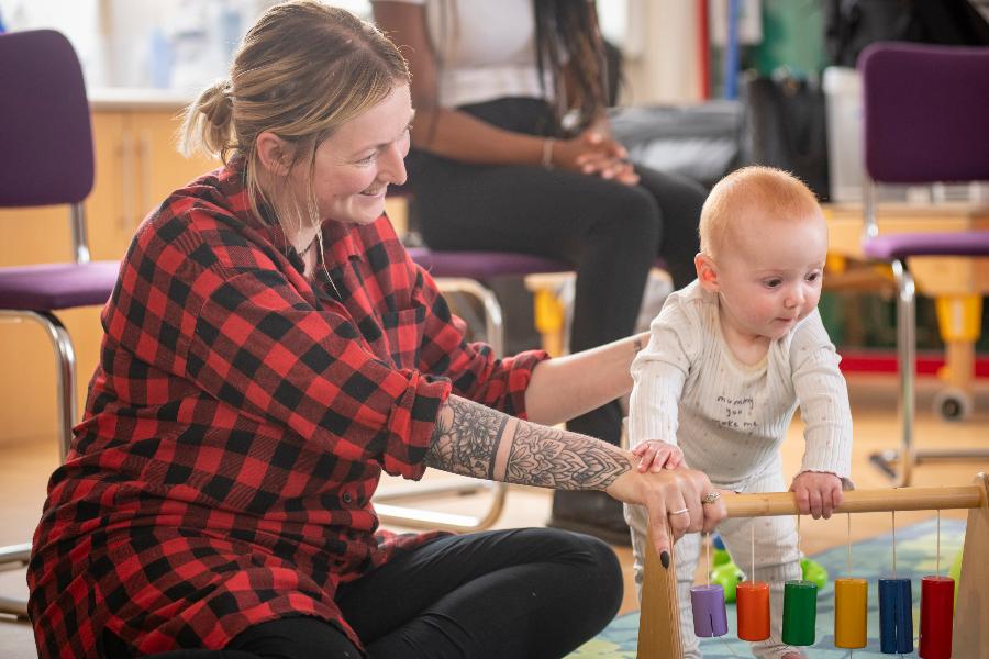 Mum and baby at Breastfeeding support group at a Family Hub