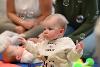 Baby playing with bubbles