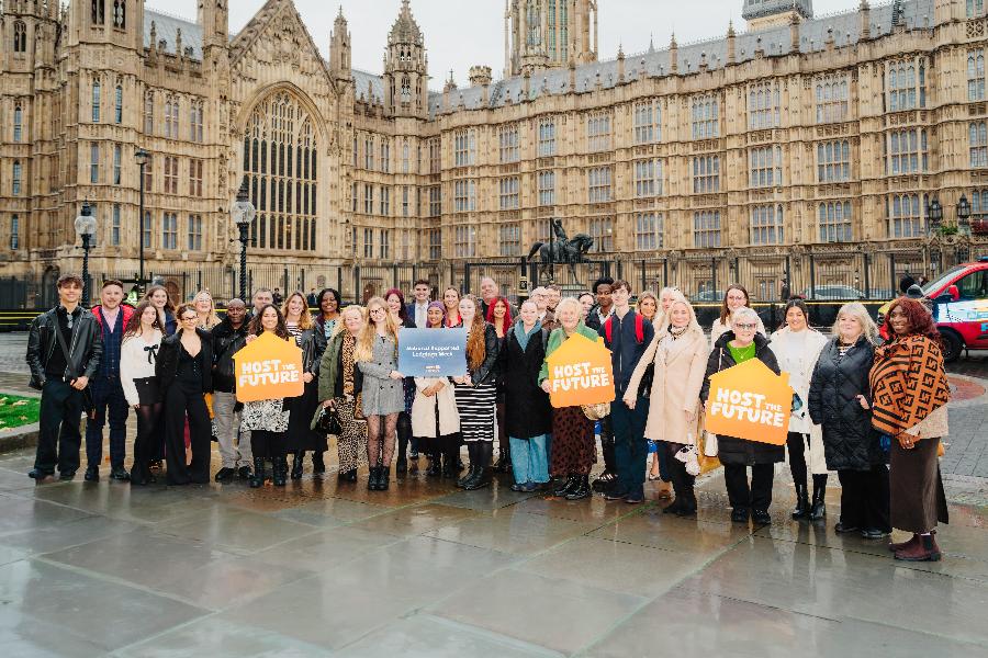 National Supported Lodgings Week visit to Parliament  outside of Houses of Parliamament